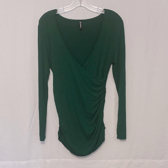 Chic Forest Green Long Sleeve Wrap Top - Picture 2 of 7